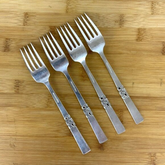 Vintage Oneida Community Morning Star 4 Dinner Forks Silverplate Flatware 1948 - Picture 2 of 4